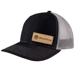 BlackOvis Leather Meshback Trucker Cap -Superfeet Shop blackovis leather patch meshback black rec 2