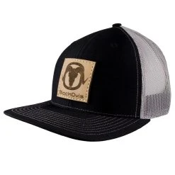 BlackOvis Leather Meshback Trucker Cap -Superfeet Shop blackovis leather patch meshback black square 2